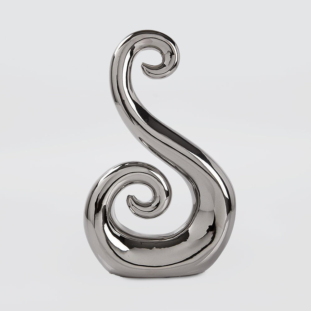 Silver Ceramic Koru - 30cm