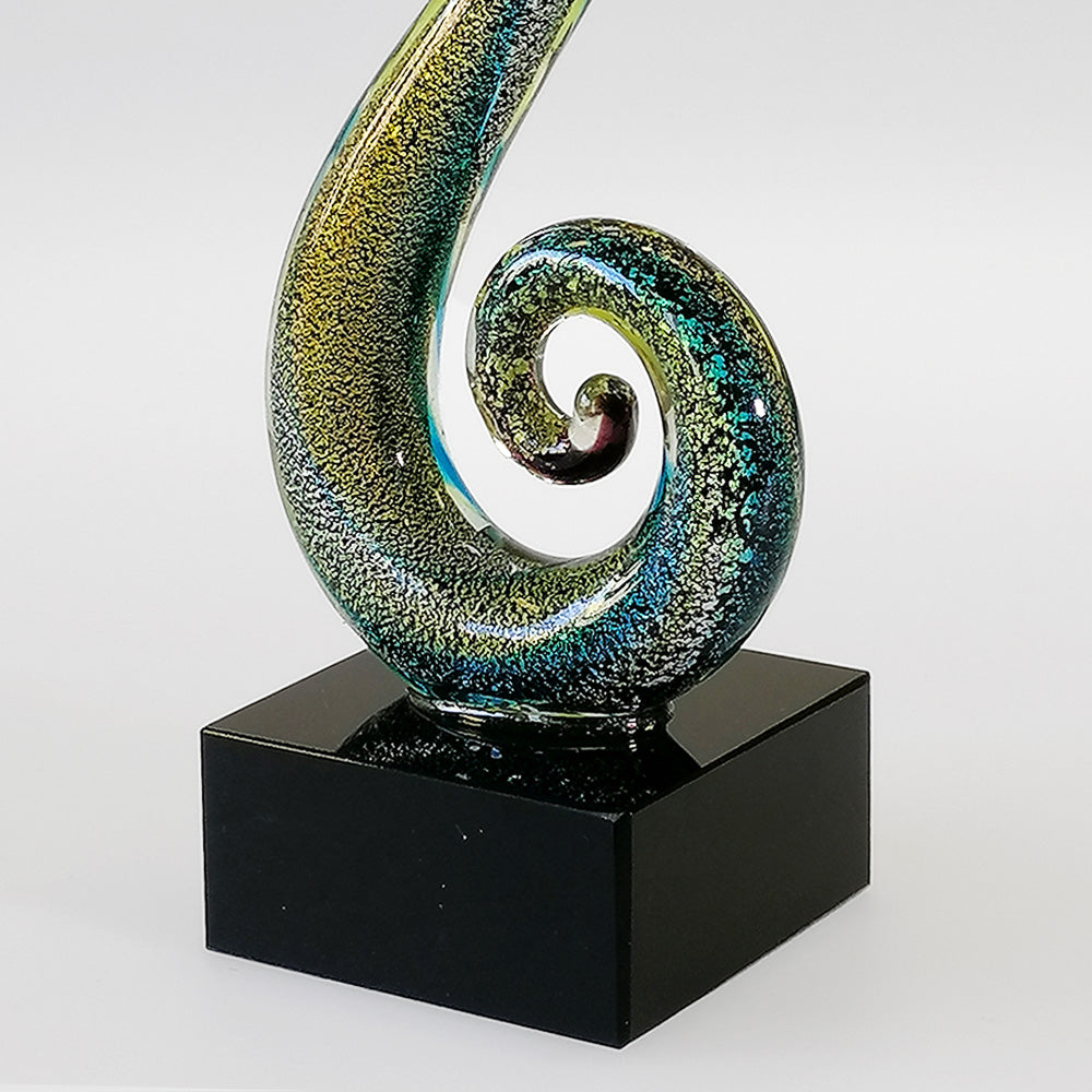 Black & Paua Style Glass Koru