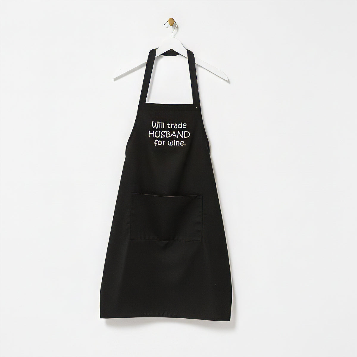 Will Trade Husband For Wine Apron - Black