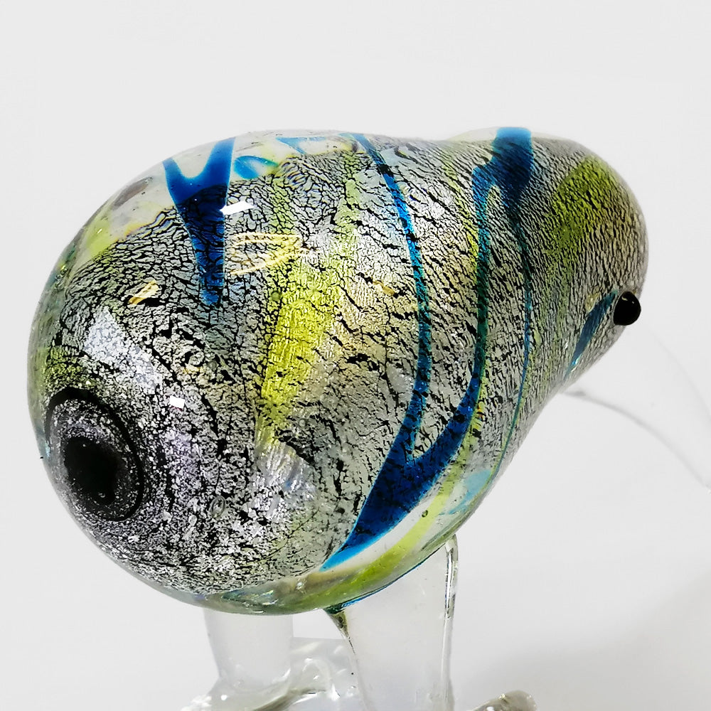 Green, Silver & Paua Glass Kiwi - 5cm