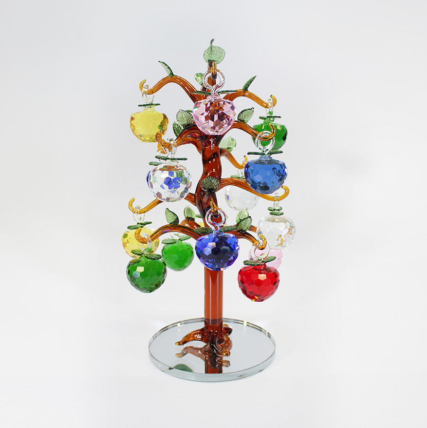 16 Apple Multicolour Glass Apple Tree - Amber Trunk