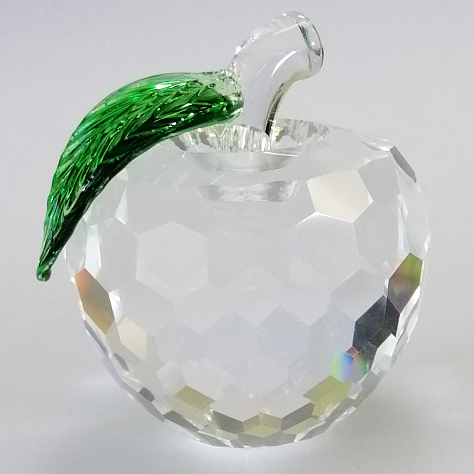 5cm Wide Cut Glass Apple - Clear