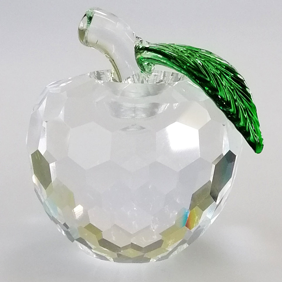 5cm Wide Cut Glass Apple - Clear