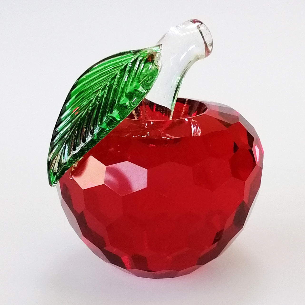 6cm Wide Cut Glass Apple - Red