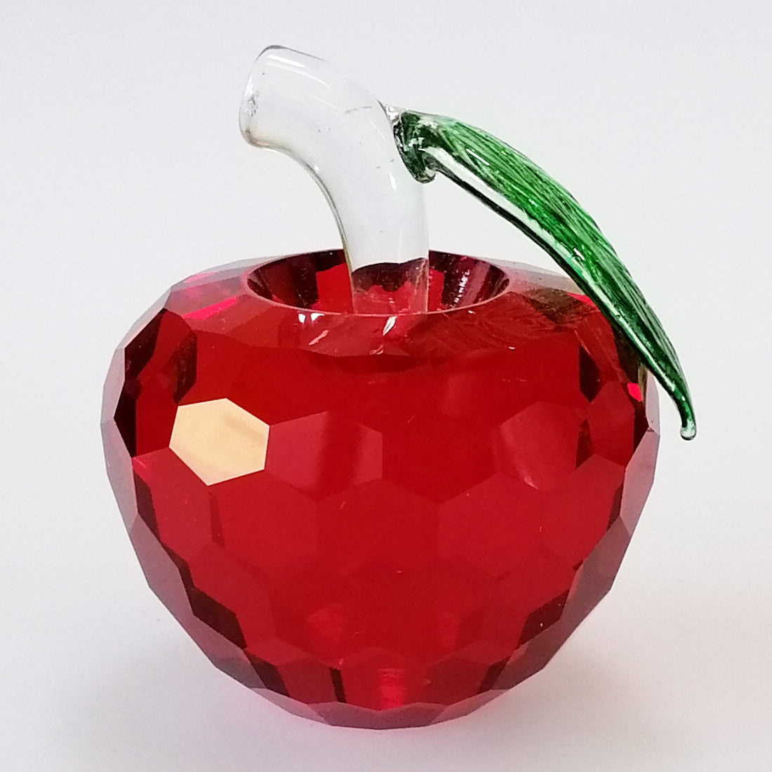 6cm Wide Cut Glass Apple - Red