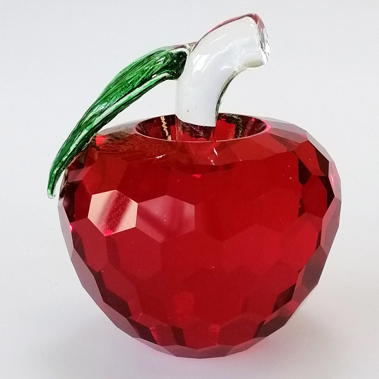 6cm Wide Cut Glass Apple - Red