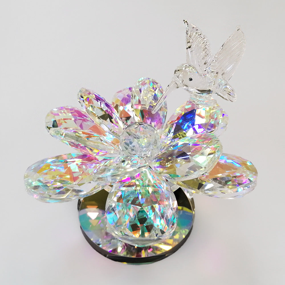 Rotating Crystal Flower Humming Bird