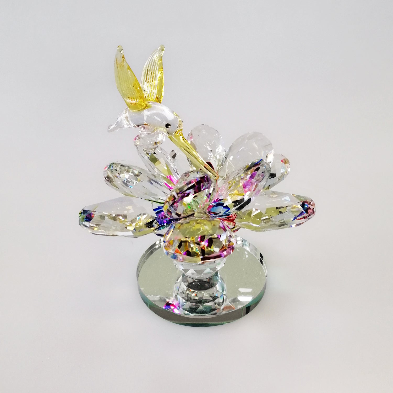 Rotating Crystal Flower Humming Bird