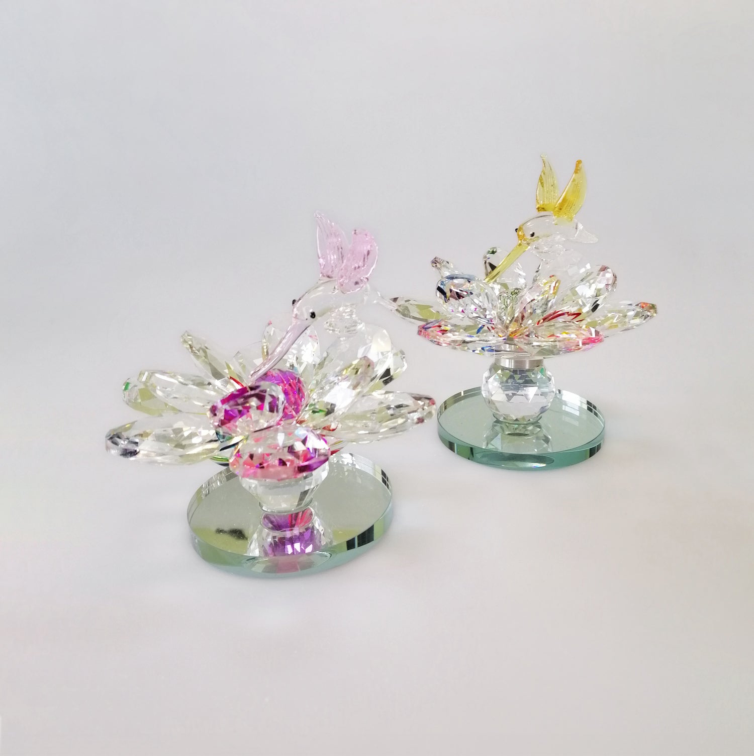 Rotating Crystal Flower Humming Bird