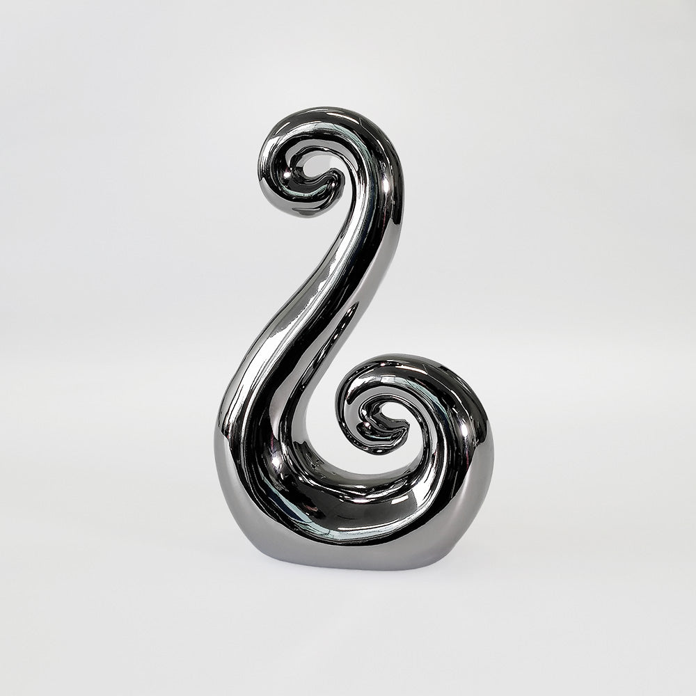Silver Ceramic Figure 8 Koru - 12.5cm