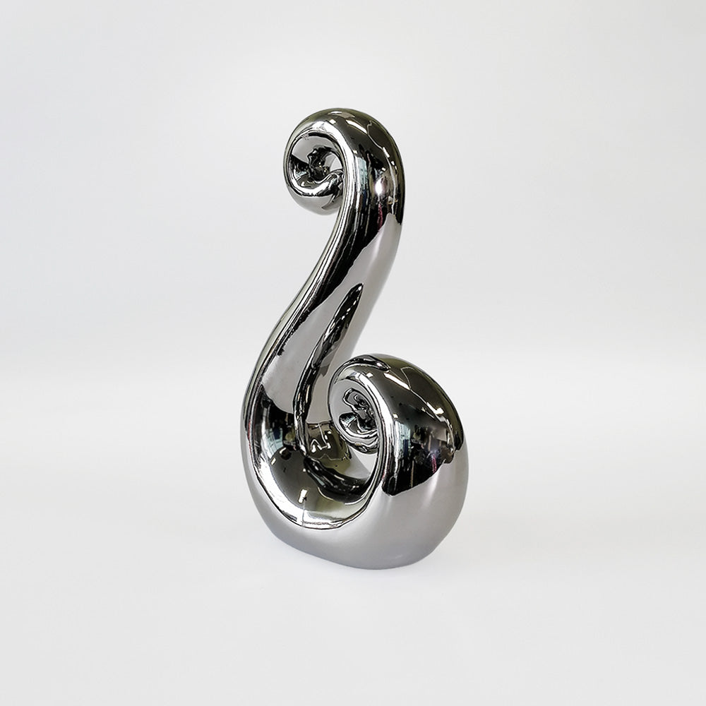 Silver Ceramic Figure 8 Koru - 12.5cm