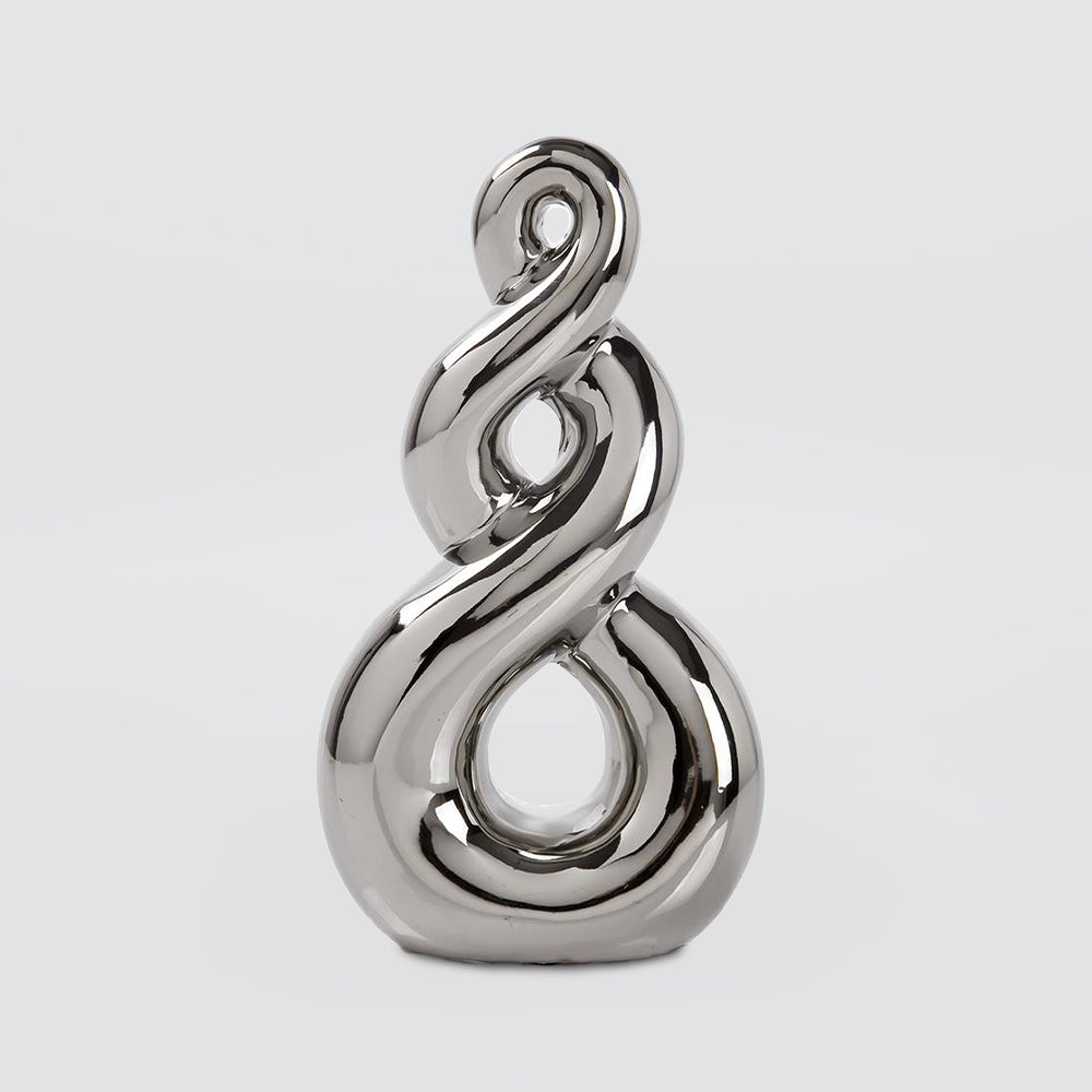 Silver Ceramic 'Eternal Knot' Koru - 23cm