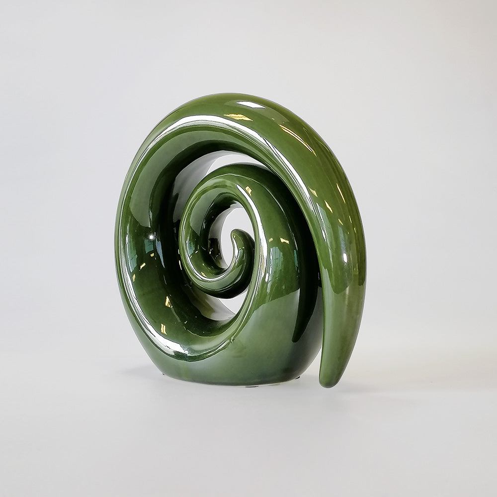 Green Ceramic Swirl Koru - 21.5cm