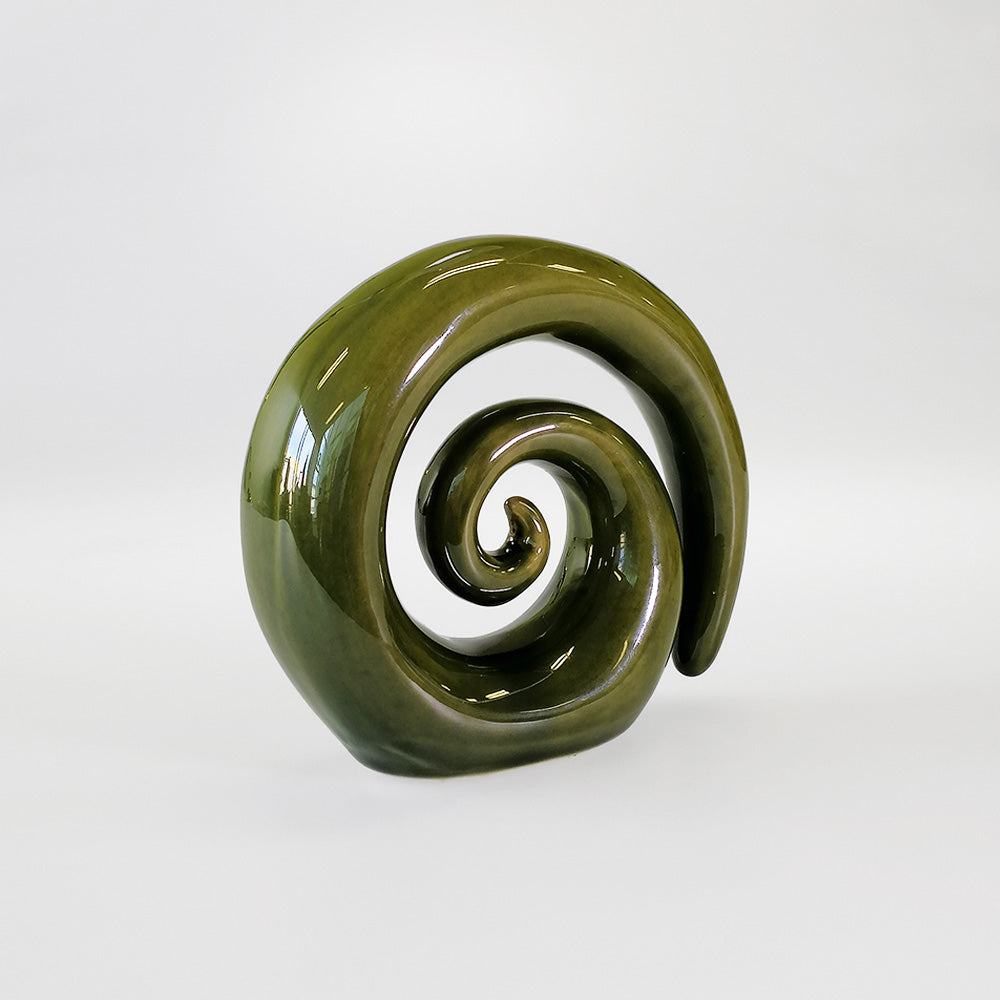 Green Ceramic Swirl Koru - 11cm