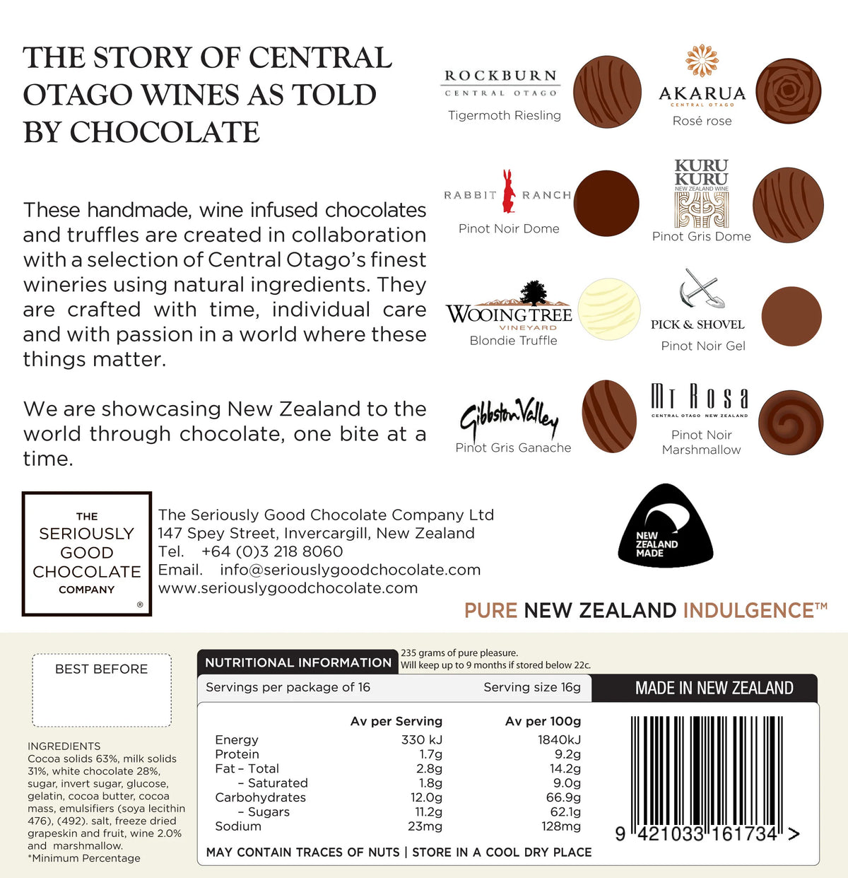 Seriously Good Chocolate Co. - Central Otago Wine Story 16pk