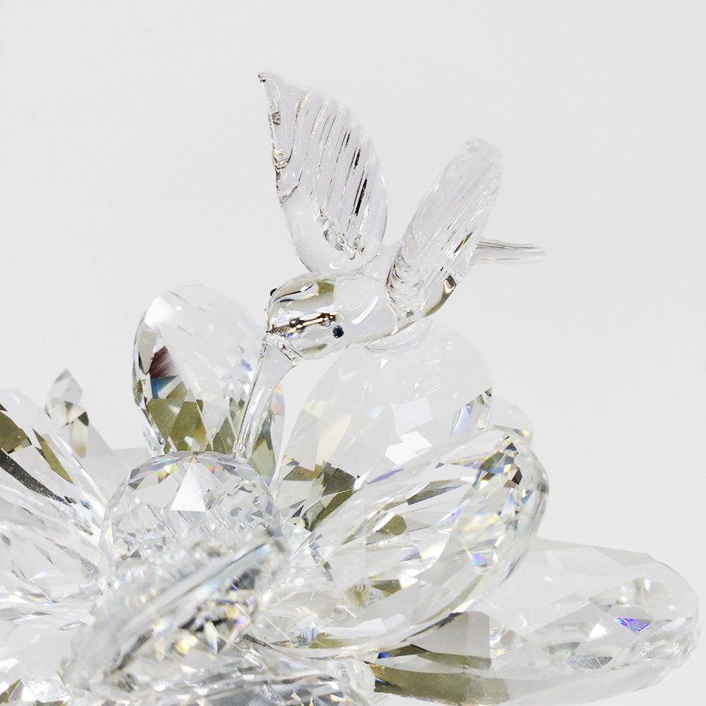 Glass Hummingbird On Flower - Clear