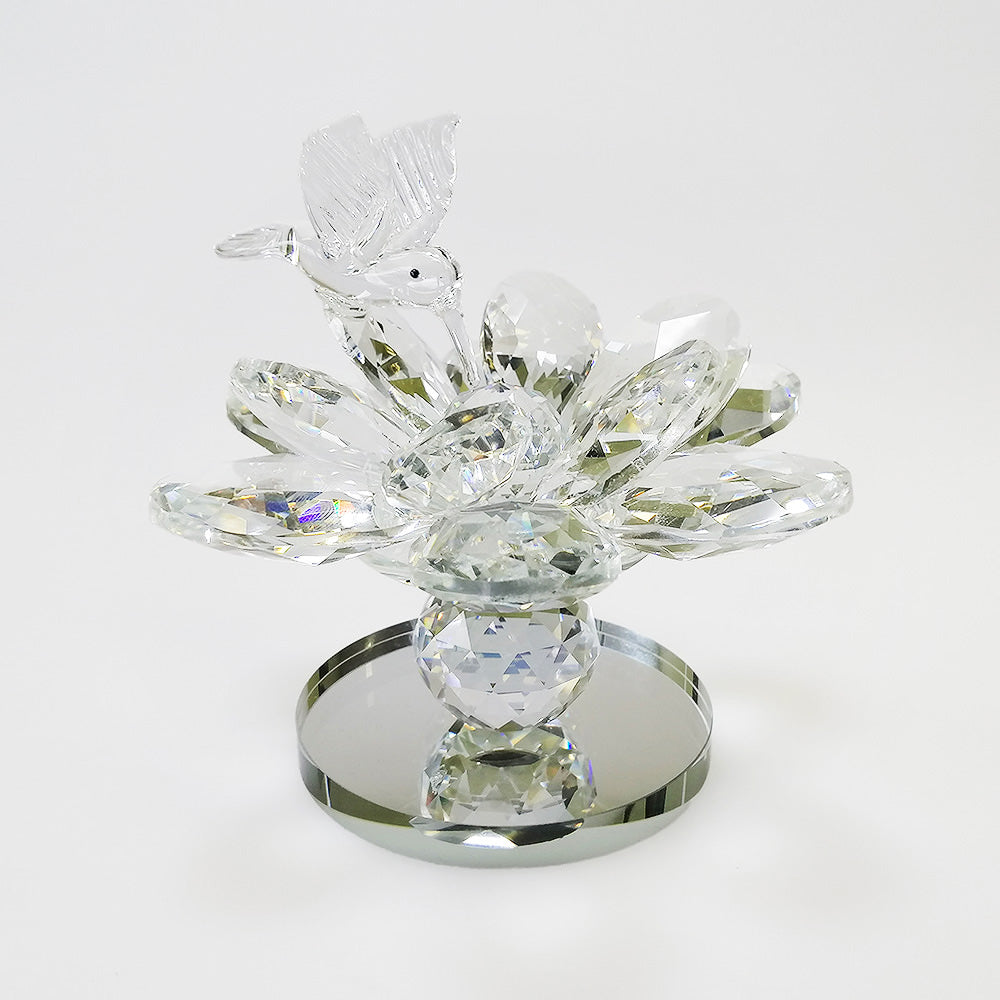 Glass Hummingbird On Flower - Clear