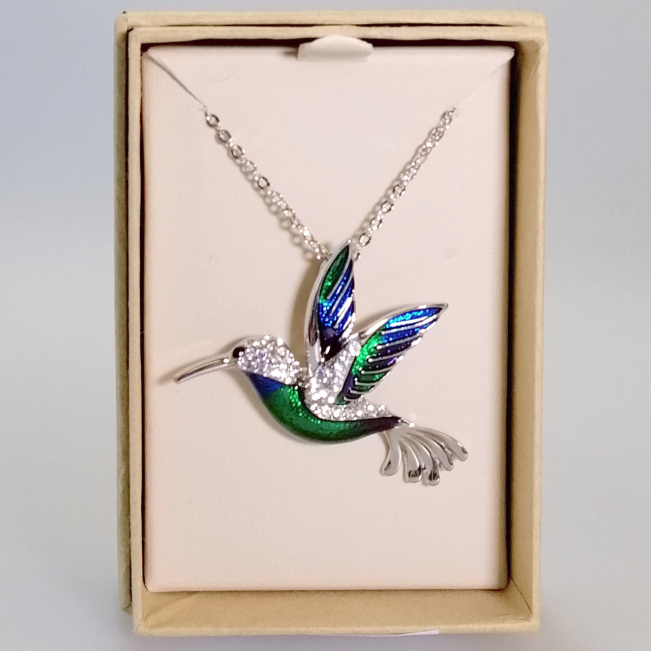 Kiwicraft - Blue & Green Hummingbird Necklace