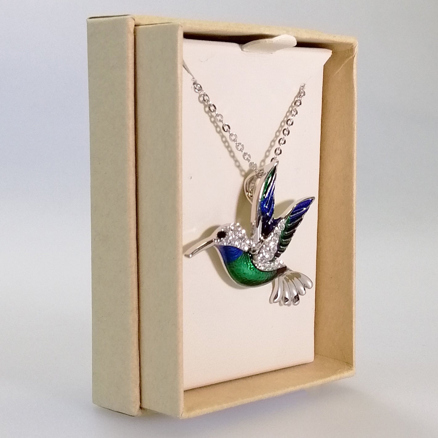 Kiwicraft - Blue & Green Hummingbird Necklace