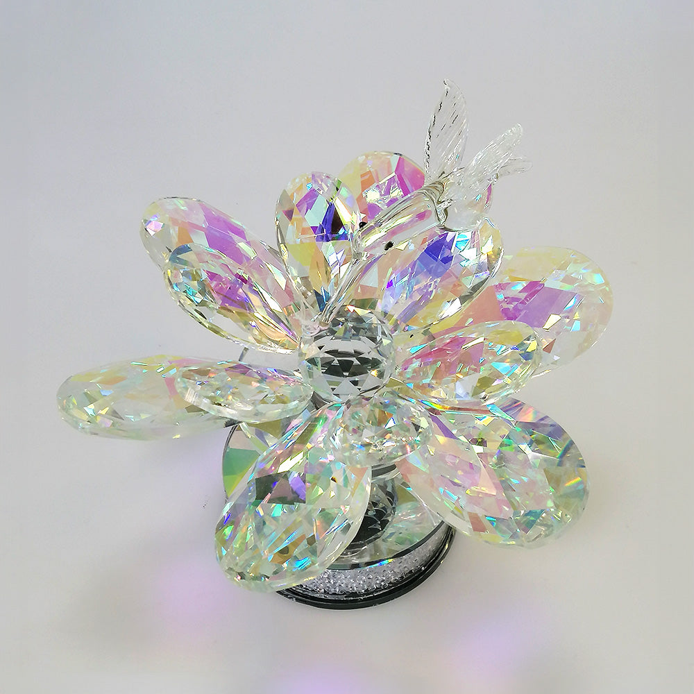 Glass Hummingbird On Flower - Small