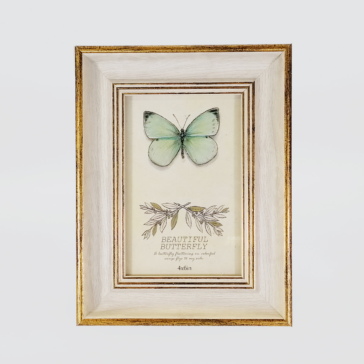 Cream Gold Edge Wooden-Look Frame