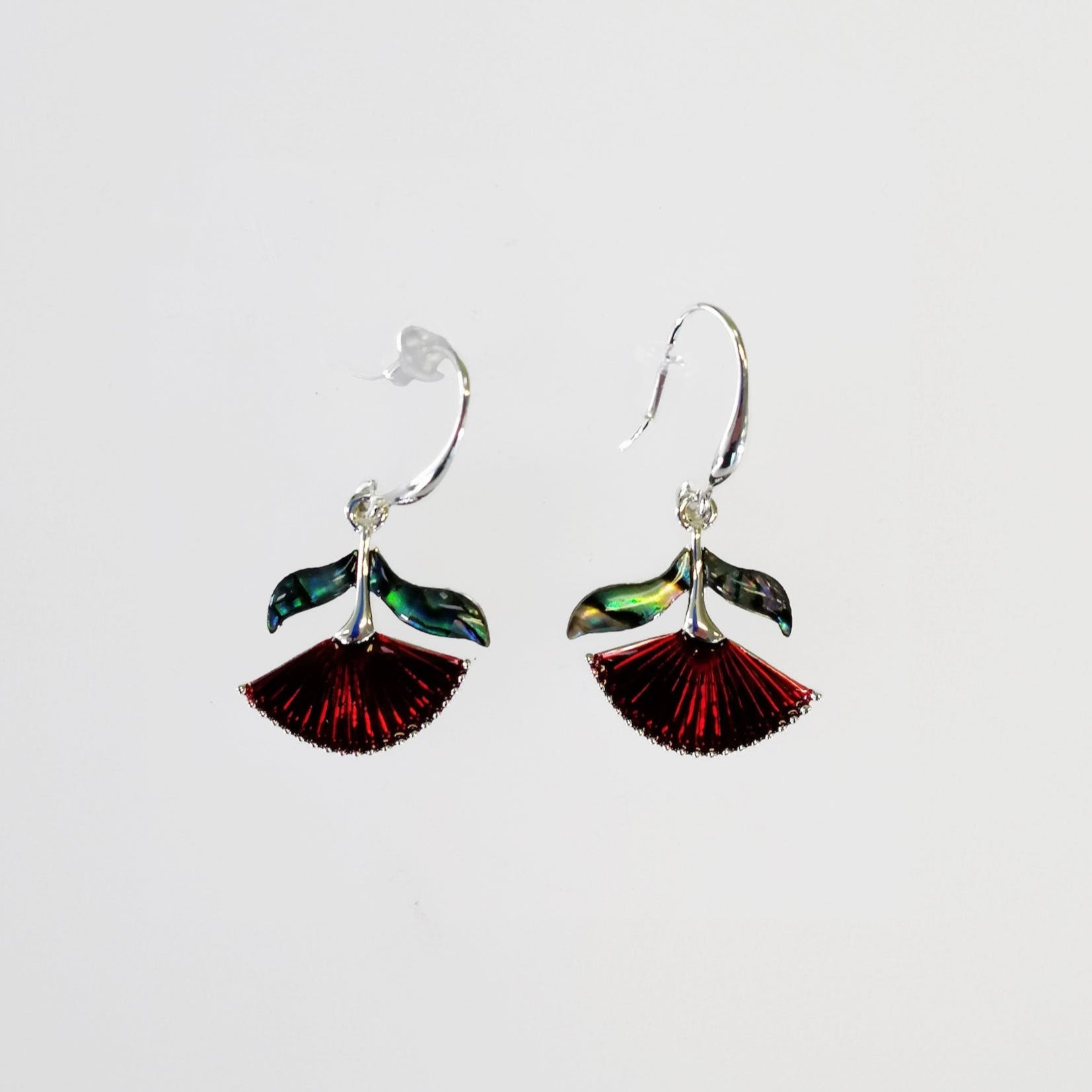 Pohutukawa Earrings with Paua Inlay