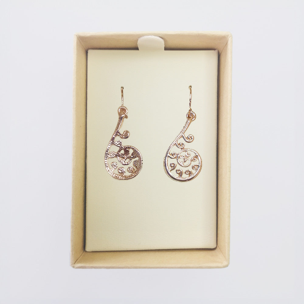 Kiwicraft - Silver Fern Gold Earrings