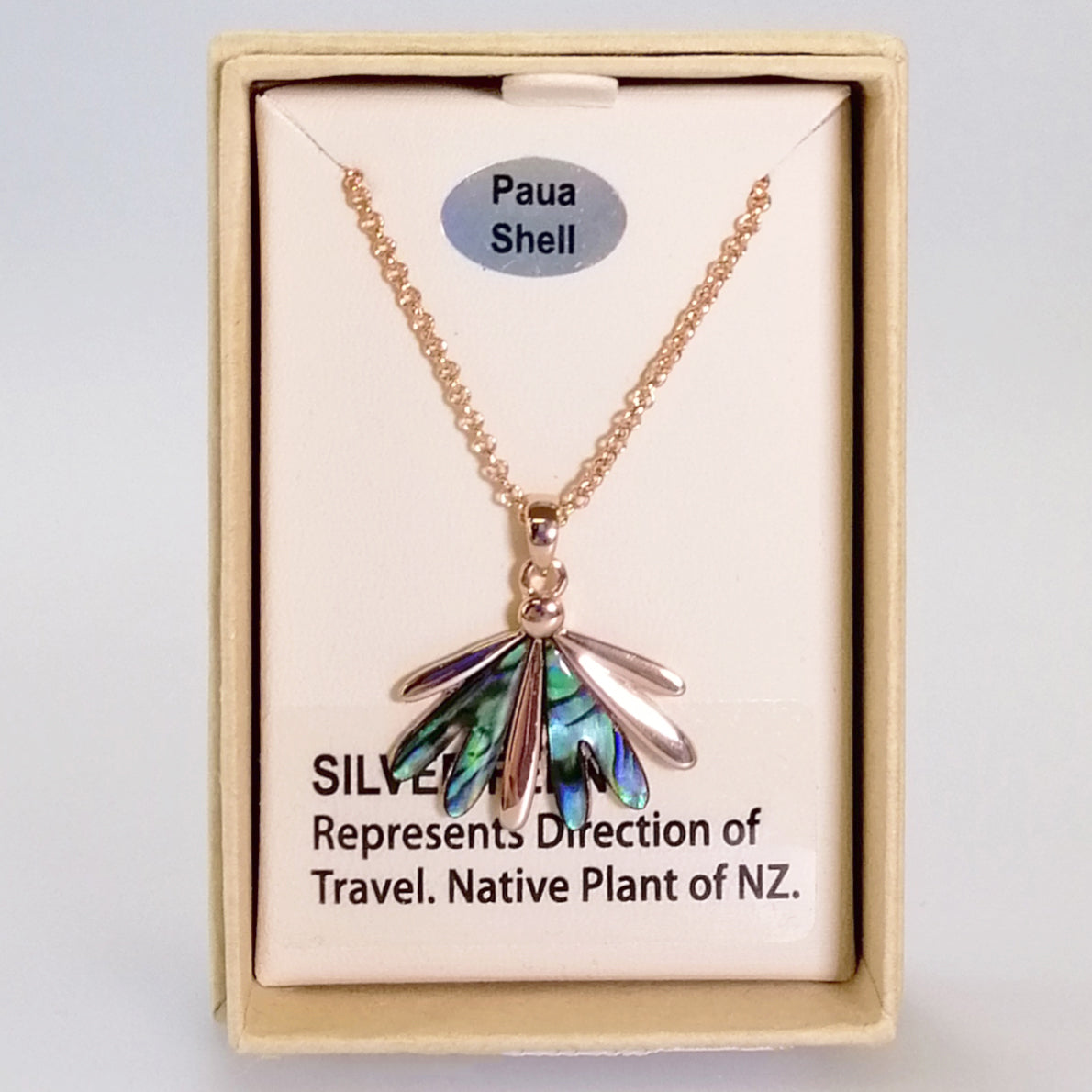 Kiwicraft - Rose Gold & Paua Fantail Necklace