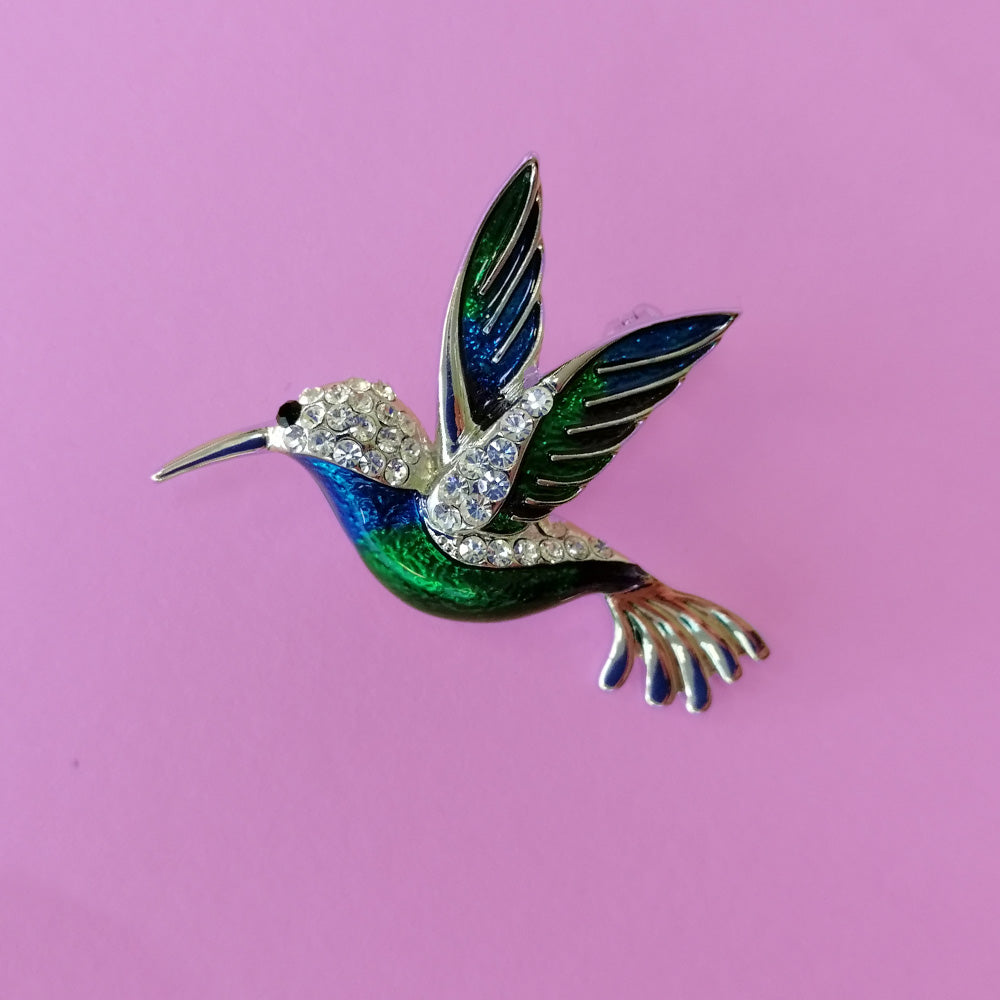 Kiwicraft - Blue & Green Hummingbird Brooch