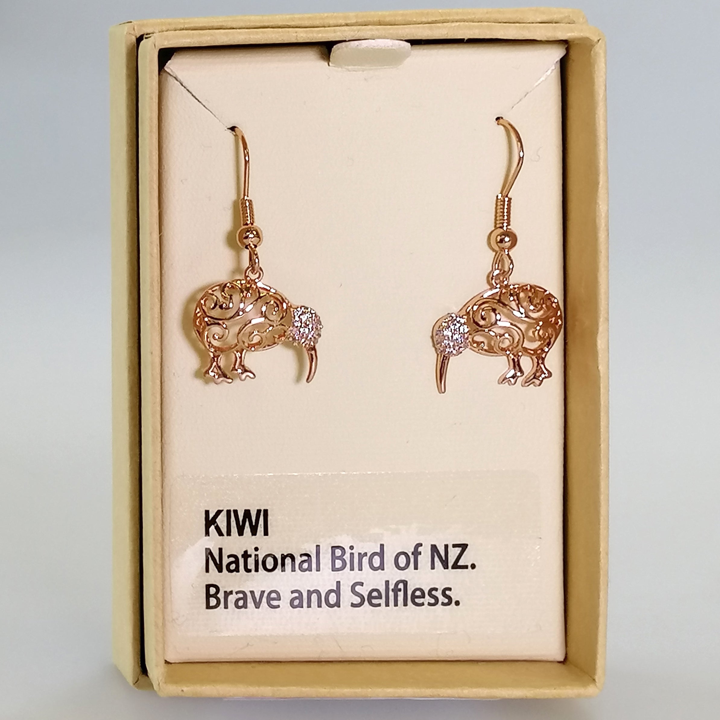Kiwicraft - Rhodium Kiwi Rose Gold Earrings