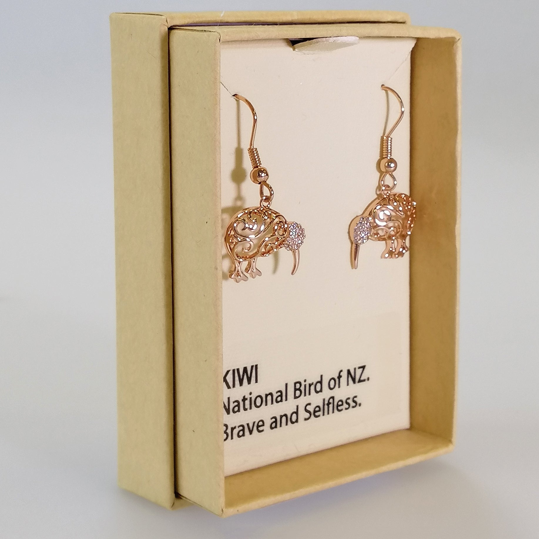 Kiwicraft - Rhodium Kiwi Rose Gold Earrings