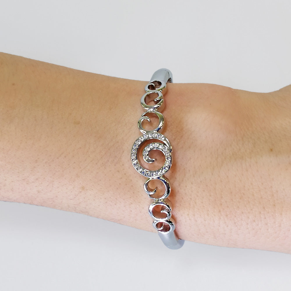 Rhodium Koru Elastic Bracelet