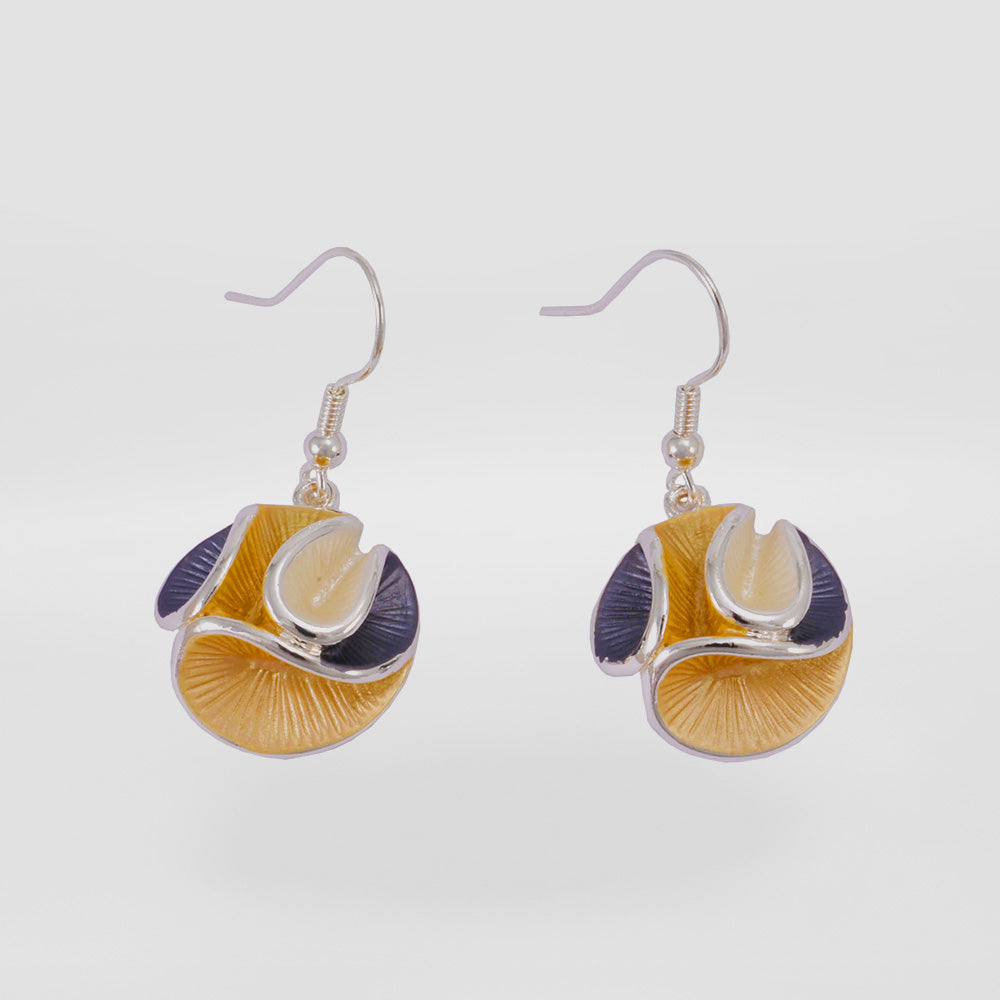 Grey & Gold Wave Enamel Earrings