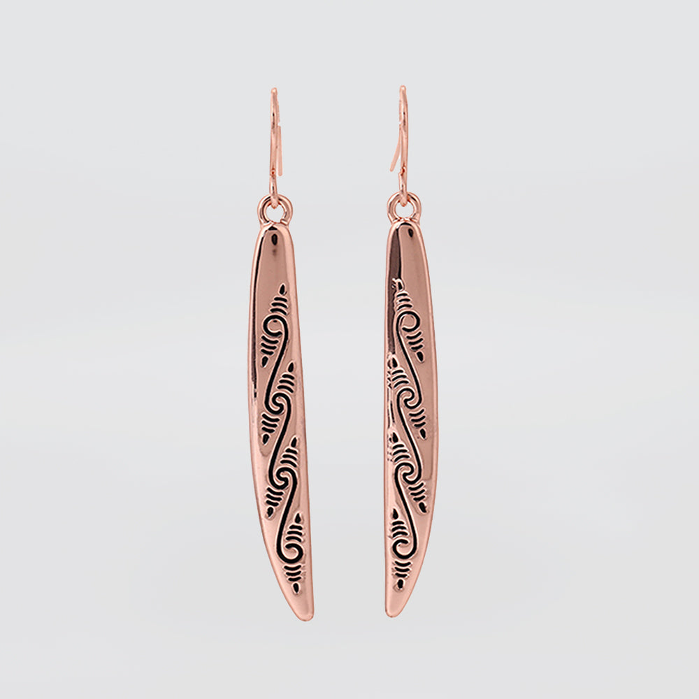 Kiwicraft - Koru and Waves Rose Gold Earrings