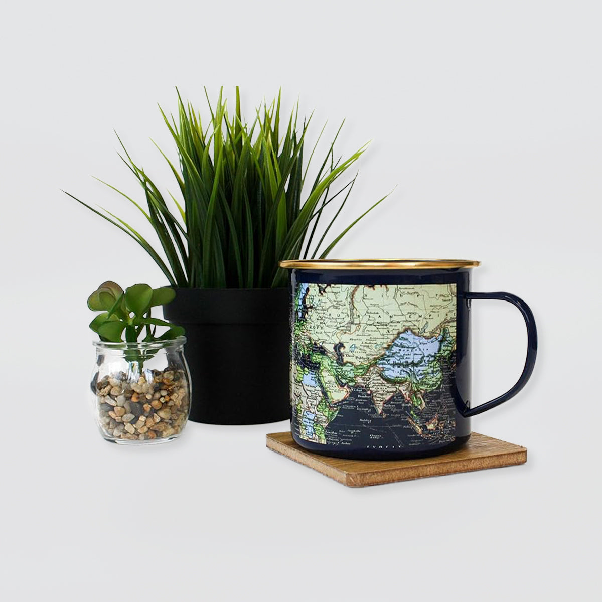 Blue Enamel 'Map' Mug