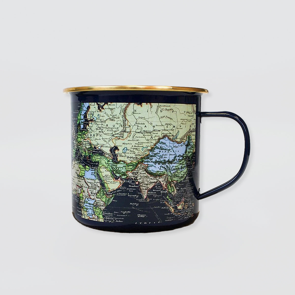 Blue Enamel 'Map' Mug