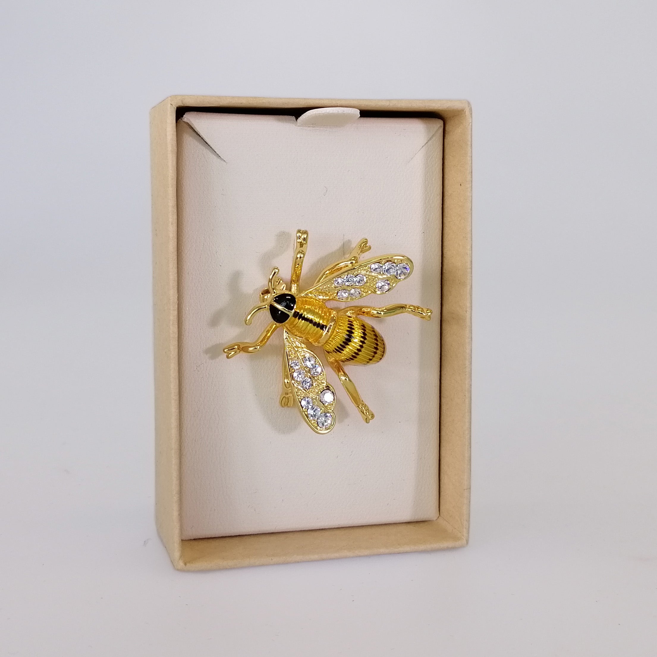 Kiwicraft - Rhinestone Gold-look Bee Brooch