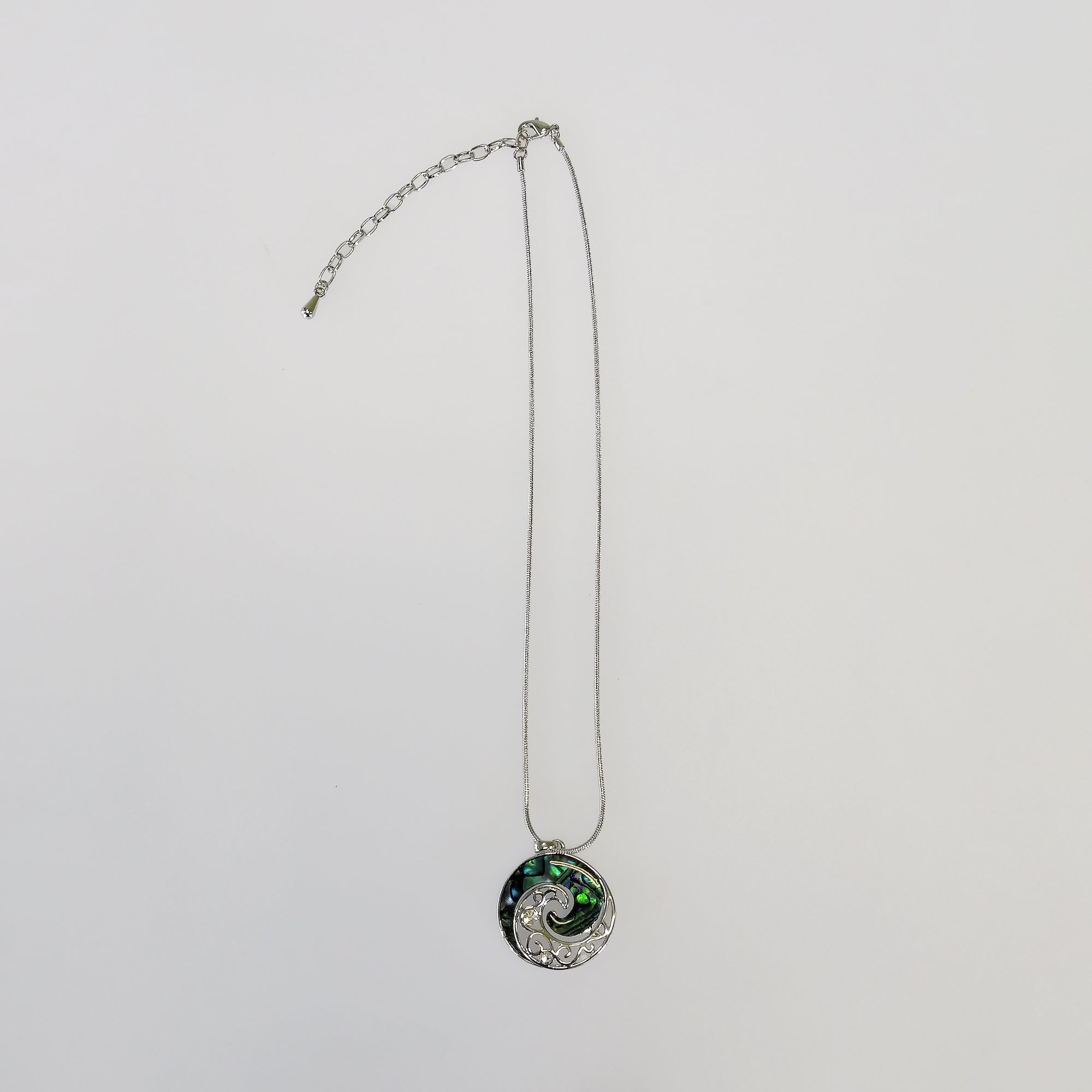 Kiwicraft - Round Paua Koru Necklace