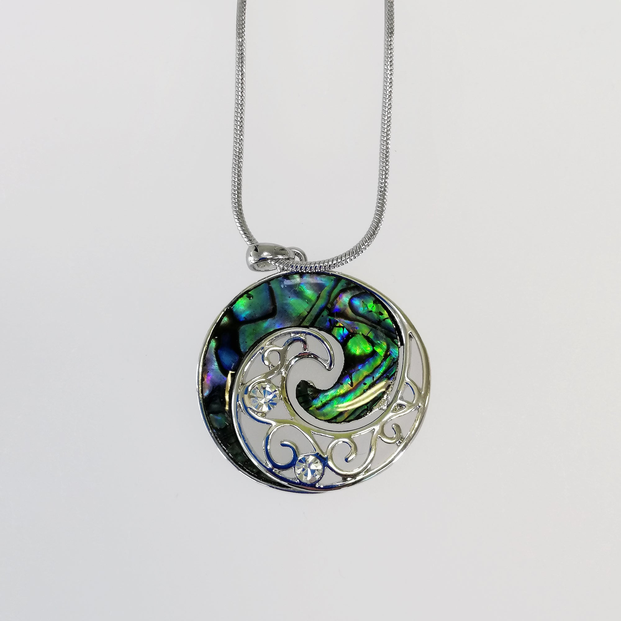 Kiwicraft - Round Paua Koru Necklace
