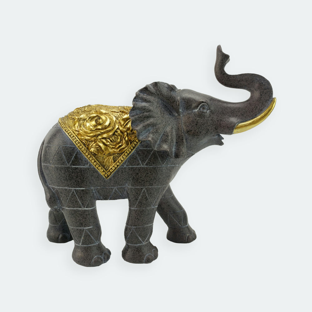 Elephant with Gold Painted Blanket - 21cm