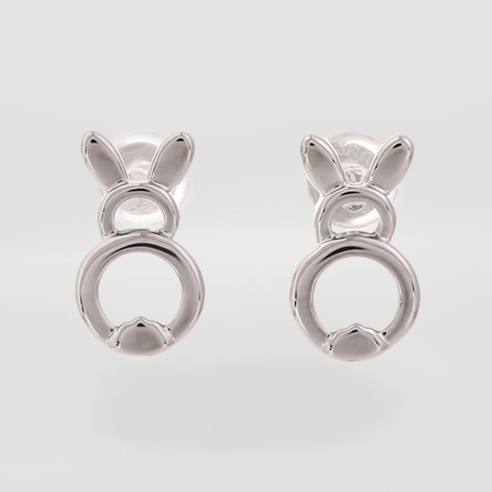 Rhodium Rose Gold Bunny Earrings