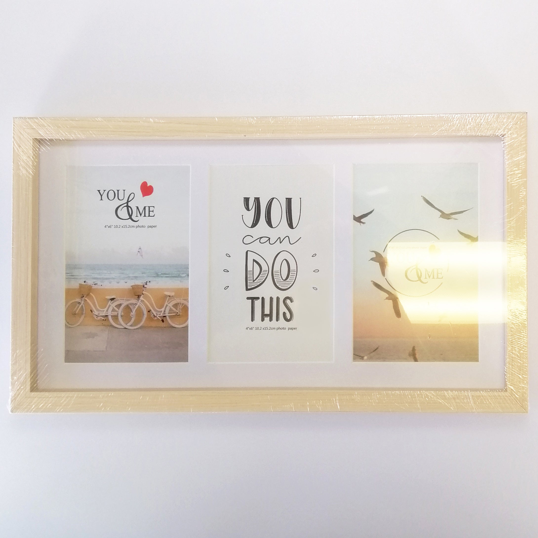 Light Beige Wooden Frame - Triple 4x6"