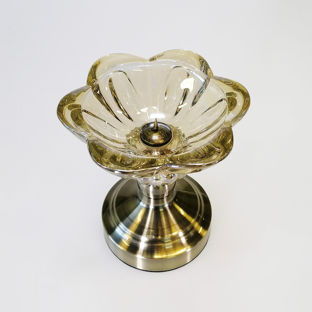 Glass With Gold Base Candle Holder - 13x15cm