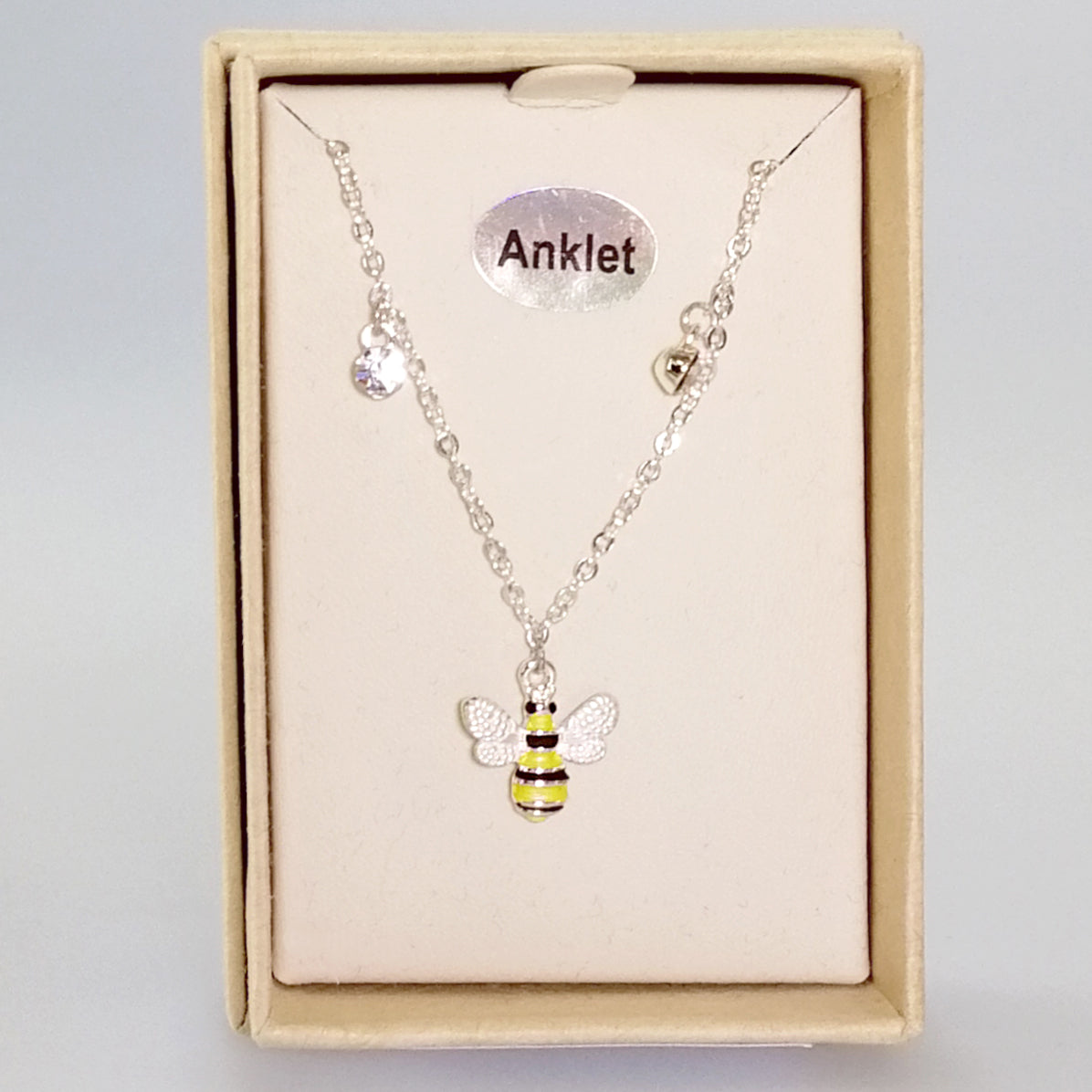 Kiwicraft - Rhinestone & Silver-look Bees Anklet