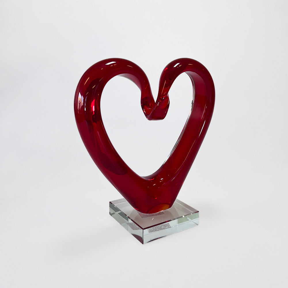 Red Glass Heart - 18cm