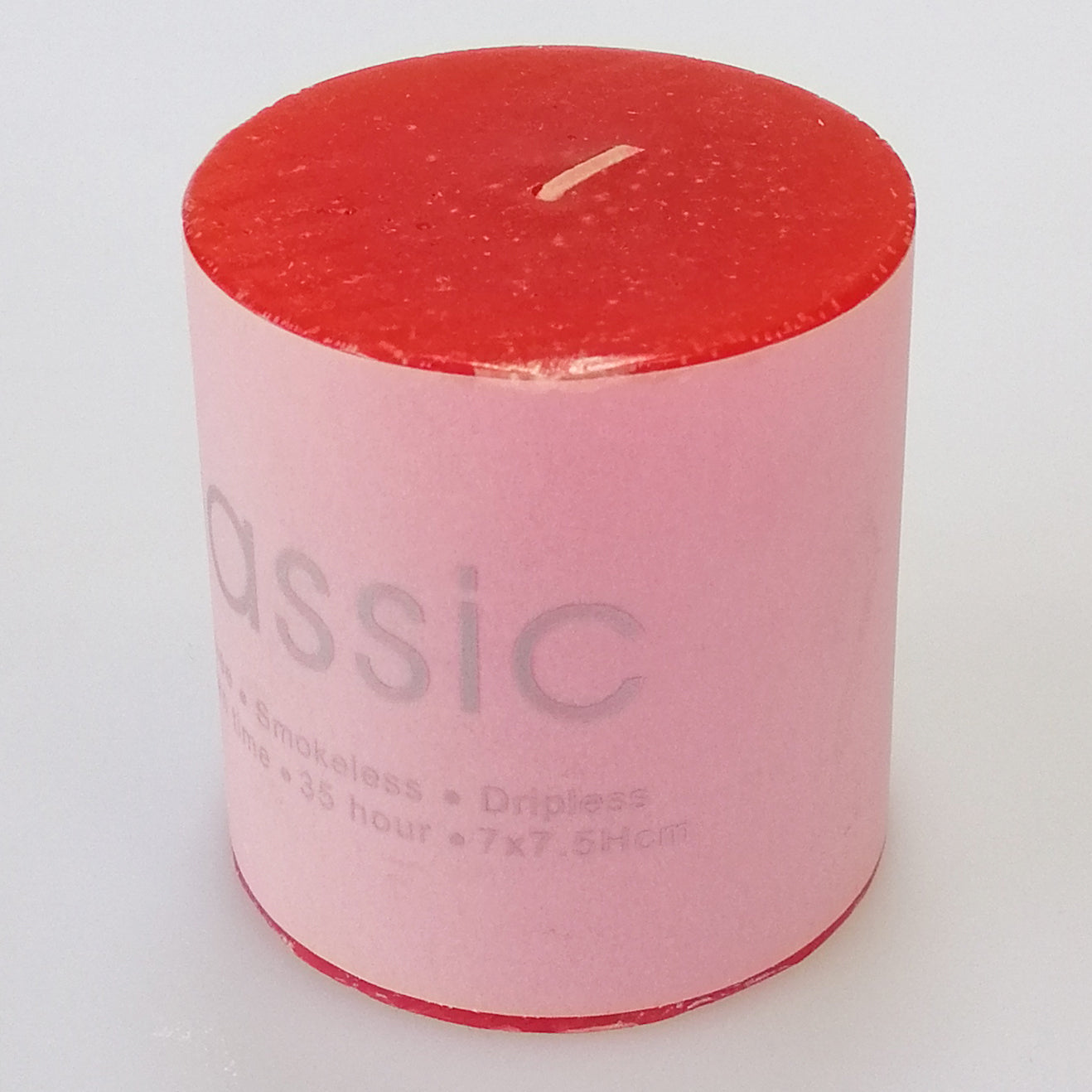 Classic Coloured Candle - 7 x 7.5cm - Strawberry