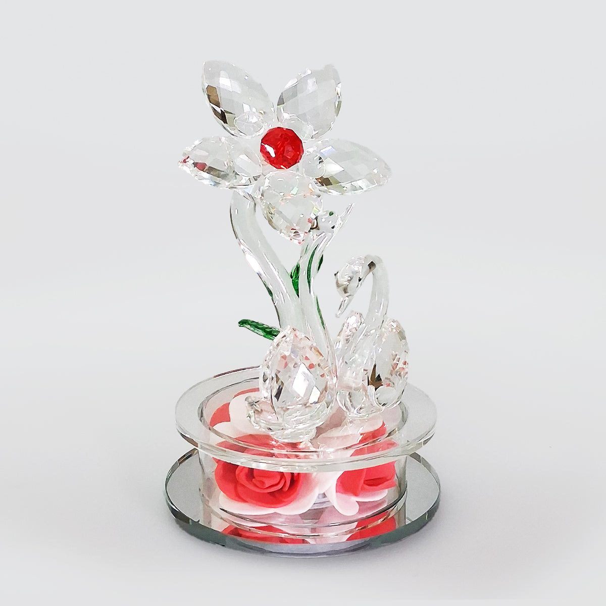 Crystal Glass Flowers & Swans - LED