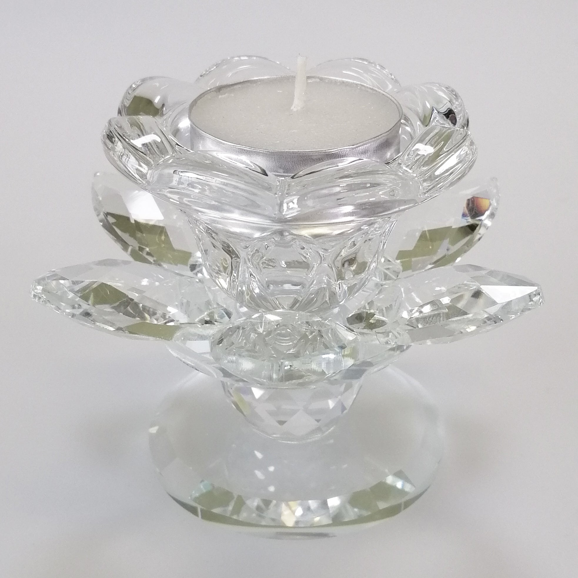 Short Clear Glass Flower Candlestand