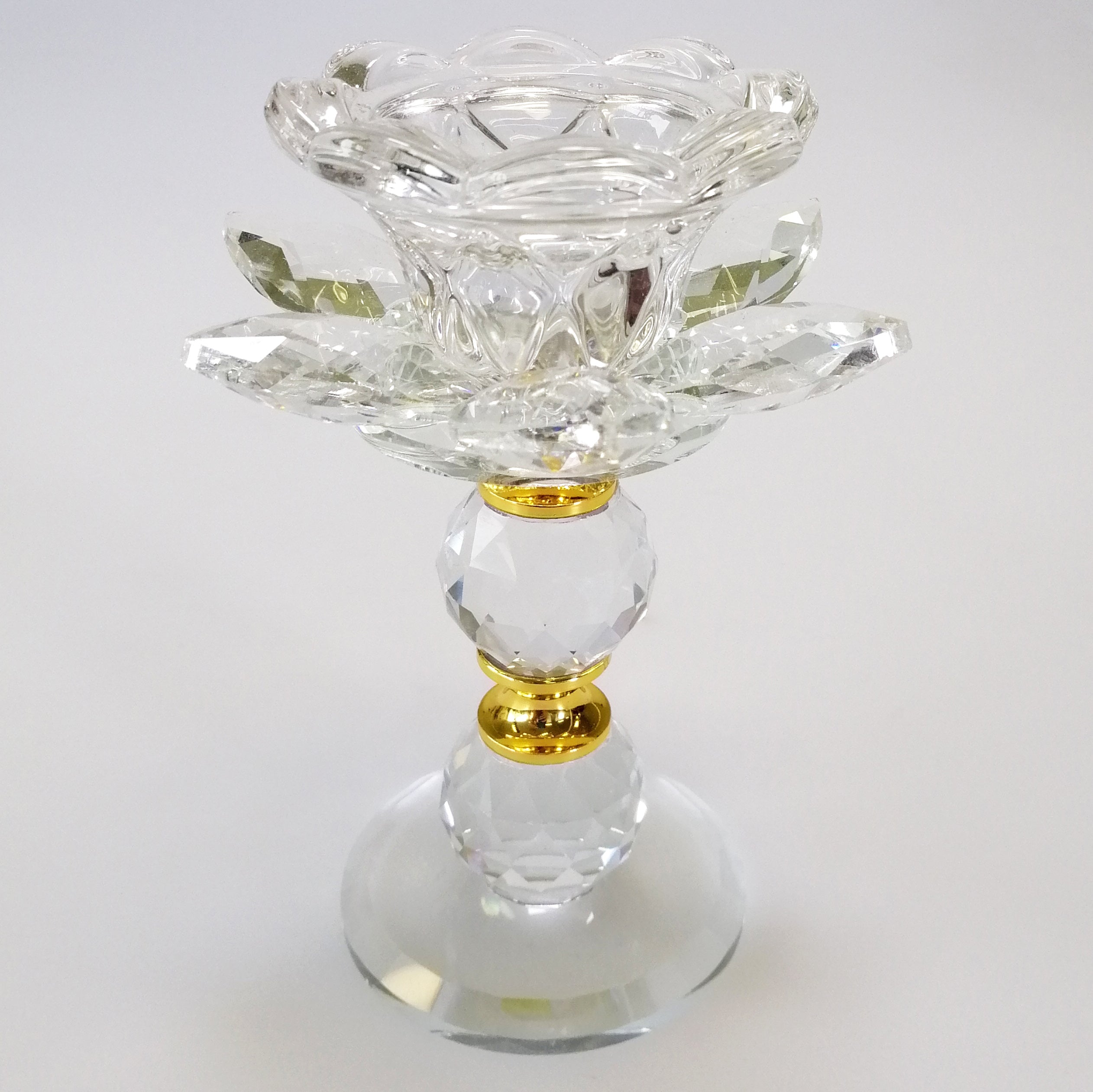 Clear Glass Flower Candlestand
