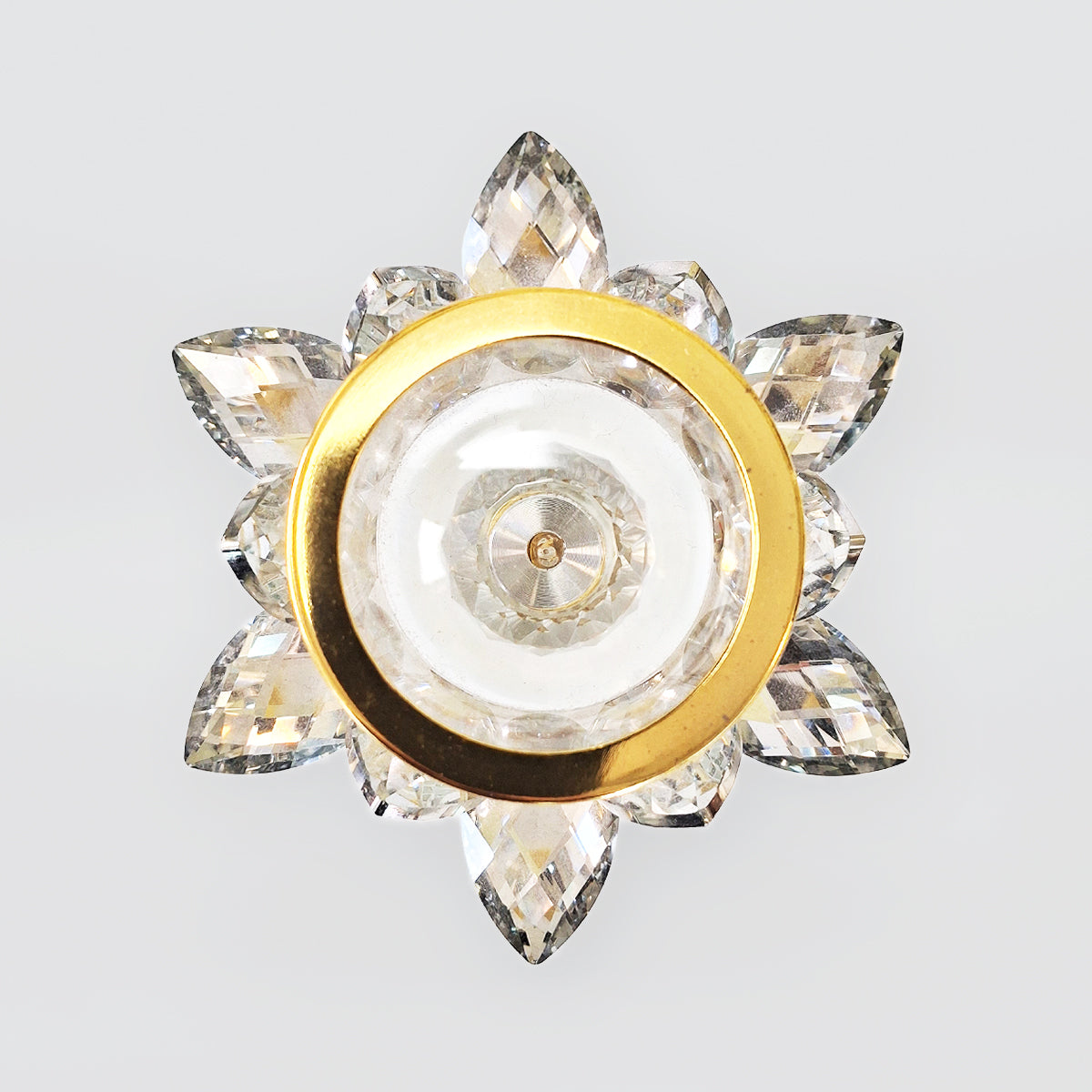 Crystal Flower Candle Stand - Gold Style Trim